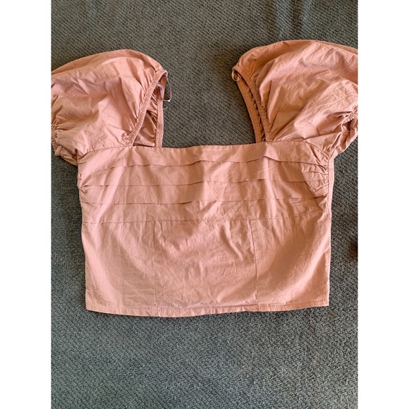 Sim & Sam Tops - Sim & Sam Women Burnish Lilac Pleated Puff Sleeve Smocked Crop Top 52312BL L